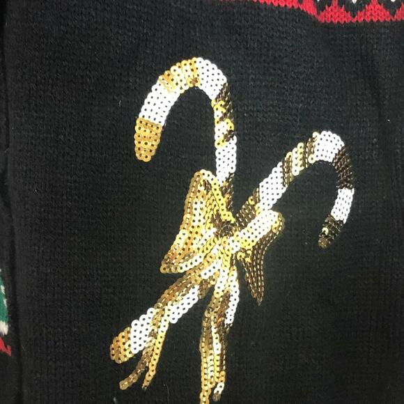Ugly Christmas Sweater Cardigan Large Black Embellished Button Up - Picture 4 of 6